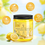 Lemon Eucalyptus Scented Candle, Natural Soy Wax Jar Candle for Home Scented, 100-Hour Burn Time Gifts for Women Men, 7 oz (2 Pack)