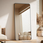BEAUTYPEAK Black Full Length Mirror, 71"x26" Rounded Corner Floor Mirror Standing Hanging or Leaning Against Wall, Suitable for Bedroom or Dressing Room