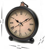 Vintage Retro Analog Alarm Clock, 4 inch Super Silent Non Ticking Small Clock with Night Light, Battery Operated, Simply Design, for Living Room, Bedroom, Bedside, Desk, Gift Clock (Roman)