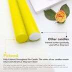 New Burning Formula Unscented Dripless 12-Inch Taper Candles Set of 12 - Yellow, for Wedding, Dinner - Smokeless, Long Burning - Hand Poured, Colored Tall Candlesticks - Amarillo
