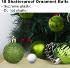 Lime Green 3.2" Large Christmas Balls - Christmas Tree Decoration Ornaments Shatterproof Hanging Balls for Birthday Halloween Holiday Wedding Decorations Set of 18pcs