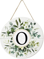 Smile Monogram Letter O Wreaths Wooden Welcome Sign, Family Last Name Initial Front Door Wall Decoration, Floral Spring Summer Porch Rustic Home Kitchen Decor