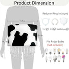 Black White Cow Print Lamp Shade with Acrylic Bead Droplets, Animal Drum Fabric Light Shade for Pendant Table & Floor Lamp, Cute Party Room Decor for Grandchild Kids Teens, 15.7in