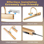 Dimmable Cordless Picture Light with Controller and Timer, Rechargeable 5000mAh Battery Wall Sconce for Wall Pictures, Gallery Artwork, Paintings, Portraits, Dartboards (Gold)