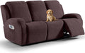 VANSOFY Recliner Couch Cover, 8-Pieces Stretch Recliner Sofa Cover Soft Jacquard Reclining Slipcover Furniture Protector with Elastic Bottom for Kid, Pets(3 Seat,Dark Coffee)