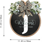 Circular Surname Front Door Welcome Sign - 26 Letter House Wreath, Front Porch Decorations, Year-Round Home Decor (J)