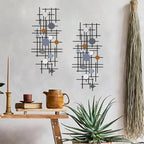 ruelen Set of 2 Minimalist Geometric Wall Decor - Modern Metal Wall Art for Living Room, Bedroom & Office – Abstract 3D Design in Dark Colorful Style