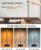Cordless Led Table Desk Lamp 2 Pack, 7000mAh Battery Outdoor Table Light Waterproof for Restaurant Patio Camping Home Decor, USB-A Output, Brightness Memory, Dimmable