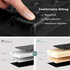 CAROLMADE Folding Storage Ottoman Cube PU Leather Footstool with Wood Legs Ottoman Footrest for Living Room and Bedroom Black, 15x12.6 x 15.4”