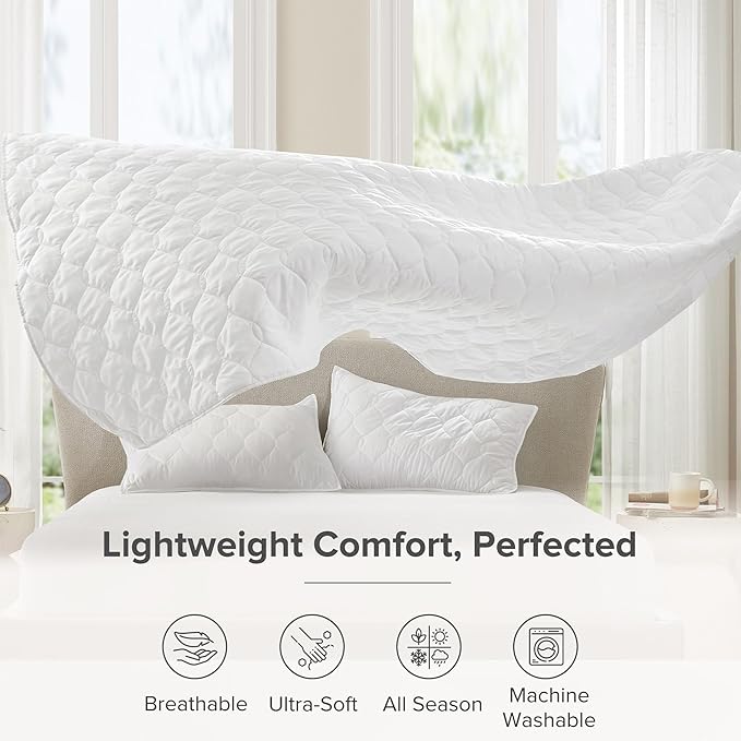 Comfort Spaces Twin Quilt Set Modern Reversible Ogee Coverlet Twin Bedding Set Cozy Quilted Winter Layer, All Season Lightweight Soft Twin Size Quilt, Kienna, Twin/Twin XL White Ogee 2 Piece
