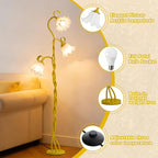 Flower Floor Lamp for Bedroom - 3 Color Temperatures Decorative Flower Tall Floor Reading Lamp with Flexible Neck for Bedroom Living Room Office Corner (Yellow)