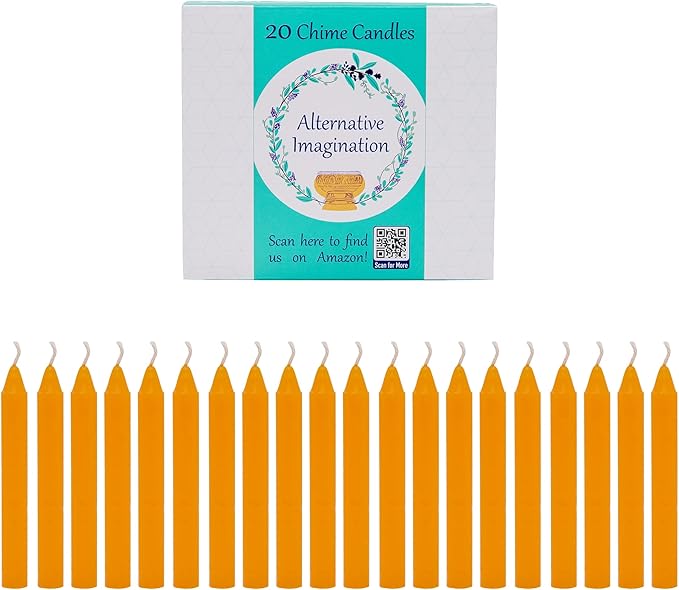 Alternative Imagination Orange Chime Candles - 20 Pack of Unscented 4 Inch Mini Taper Candles - Dripless Long Burning Ritual Candles for Meditation, Spell Work, Energy & Home Decor