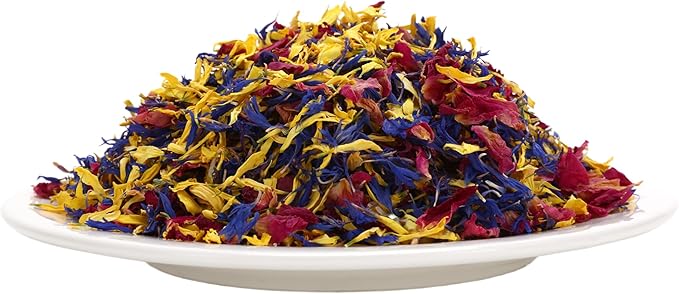 Dried Rose, Cornflower & Chrysanthemum Petals Mix – 1.34oz (38g), Natural Dried Flower Blend for Crafts, Soap Making, Candle Decoration, Resin Art & Potpourri