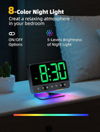Digital Alarm Clocks for Bedrooms: Large Bold Number 5 Brightness Dimmer - Easy to Read Across The Room - 5 Alarm Sound 8 Night Light - Green