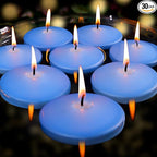 3 inch Floating Candles 30 Packs Blue Floating Candle for Centerpieces 8-9 Hours Floating Candles 3” Water Candles for Cylinder Vases, Pool, Wedding