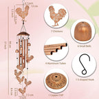 Chicken Wind Chimes for Outside,Metal Windchimes,Chicken Gifts for Women/Men,Wind Chime Garden Decor Outdoor,Memorial/Housewarming/Birthday/Festival Gifts,Front Yard Decor