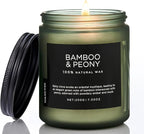 M&SENSE Bamboo Peony Spring Jar Candles for Home Scented Natural Organic Soy Candle Gifts for Women, 7.05oz 50 Hour Hours Burn Fresh Smelling Aromatherapy Gifts for Stress Relief