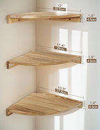 Corner Shelves Wall Mount, Farmhouse Rustic Corner Floating Shelf with Cord Hole, Wooden Storage Organizer Corner Wall Shelves for Kitchen Bathroom Living Room Bedroom Laundry, 12x12 Inch