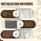 Antok Over The Door Mirror Full Length, 49'' x 14''Wall Mounted Hanging Mirror, Aluminum Alloy Frame, Shatterproof Glass, No Drill Installation for Bedroom, Closet, Bathroom, Dorm, Rect Corner, Gold