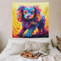 VUMIVI Colorful Cute Dog Tapestry Rainbow-Hued Oil Painting Pet-Themed Abstract Art Print Tapestry Wall Hanging for Living Room Bedroom Dorm Classroom Aesthetic Decor W60xL60in