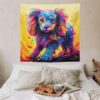 VUMIVI Colorful Cute Dog Tapestry Rainbow-Hued Oil Painting Pet-Themed Abstract Art Print Tapestry Wall Hanging for Living Room Bedroom Dorm Classroom Aesthetic Decor W60xL60in