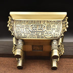 Brass Feng Shui Money Frog Three Legged Wealth Traditional Frog Money Toad Statue with Set of 5 Lucky Charm Ancient Coins on Red String Home Car Fengshui Decor (E1 Wealth Quadripod)