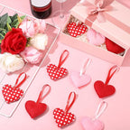 Syhood 12 Pcs Valentine's Day Felt Heart Ornaments Hanging Tree Decor for Wedding, Anniversary, Christmas Party Supplies, Winter Home Decorations(Pink and Red,Classic Style)