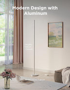Govee RGBIC Floor Lamp, LED Corner Lamp Works with Alexa, Smart Modern Floor Lamp with Music Sync and 16 Million DIY Colors, Color Changing Standing Lamp for Bedroom Living Room Silver