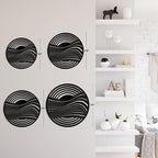 SIGNLEADER Metal Wall Art Decor Black Circle Stripes Minimalist Modern Abstract Wall Sculpture Hangings Home Decoration for Living Room, Bedroom, Bathroom, Kitchen, Outdoor - 18" Black