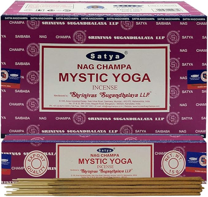 Mystic Yoga Incense Sticks and Holder Bundle - Satya Incense