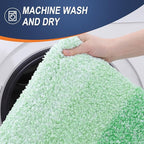 OLANLY Bathroom Rug Set 2 Piece, Soft Absorbent Microfiber Bath Mats and U-Shaped Contour Toilet Rug, Non-Slip, Machine Wash Dry, Plush Shaggy Bath Mats for Bathroom (30"x20"+24"x20", Green)
