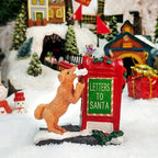 NINIPAPA Christmas Village Accessories Santa's Mailbox Villages Sets for Christmas Decoration Cute Doggy Letter to Santa Resin Christmas Ornaments