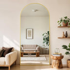 Full Length Mirror, 71" x 28" Arched Full Body Mirror Large Standing Floor Mirrors, Mirrors for Bedroom, Bathroom, Living Room Standing or Wall Leaning, Gold