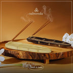 Handmade Wooden Incense Holder - Pack of 2 Incense Holder for Sticks | Double Coloured Leaf Shaped Insence Trays | Natural Mango Wood Insence Holder for Relaxation and Meditation (10 Inch)
