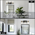 LOUSACE Bathroom Light Fixtures Black and Gold, 3 Light Bathroom Vanity Light, Modern Bathroom Light over Mirror with Clear Glass Shades, Brushed Gold Socket Wall Vanity Lighting Fixtures for Bathroom