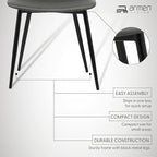 Armen Living Monte Mid Century Modern Dining Accent Chair for Table Kitchen Desk Vanity in Charcoal Gray Faux Leather with Black Metal Legs