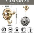 Antimbee Suction Cup Hooks, 10 Pack Suction Cup Hanger, Removable Large Suction Cup with Ultra-Thin Adhesive Disc for Smooth/Uneven Surfaces, Wreath Hangers Max Hanging up to 11 lbs (Gold)