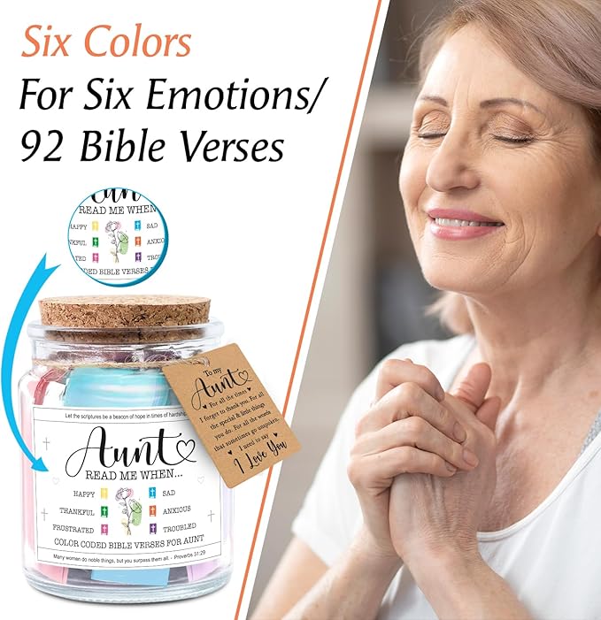 NewEleven Gifts For Aunt - Aunt Birthday Gifts From Niece, Newphew, Kids - Auntie Gift Ideas, Christian Gift For Aunt, Auntie - Bible Verse Jar