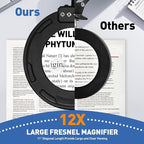 HITTI Ultra Long 12X & 30X Magnifying Glass with Light and Clamp, 5 Color Modes Steepless Dimming Desk Lamp, Swivel Arm Workbench Light, Hands Free Lighted Magnifier Stand for Craft Reading Hobby