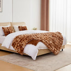 BENVWE Faux Fur Throw Blanket for Couch - Fluffy Soft Thick Bubble Blanket for Living Room Home Decor - Fathers Day Birthday Gifts for Women Men, Tie-dye Caramel, 50" x 60"