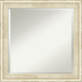 Amanti Art White Wall Mirror 24x24 Country White Wash Square Bathroom Mirror for Wall Decor Living Room, Medium Country Rustic Wood Frame, Hangs Horizonally and Vertically, Bathroom Decor, Beveled