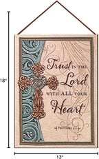 Manual Inspirational Collection Wall Hanging with Verse and Frame, Trust in The Lord, 13 X 18-Inch