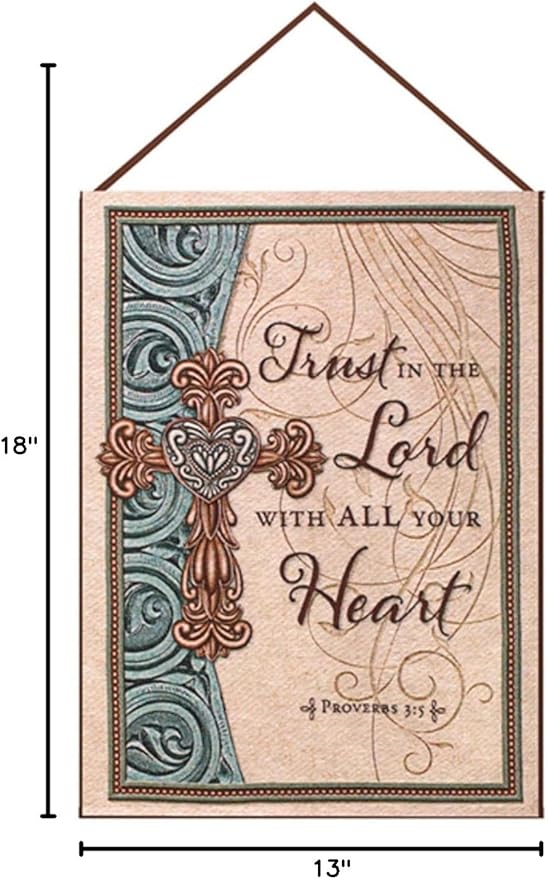 Manual Inspirational Collection Wall Hanging with Verse and Frame, Trust in The Lord, 13 X 18-Inch