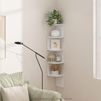 Furinno Rossi 5-Tier Wall Mount Floating Radial Corner Shelf, White