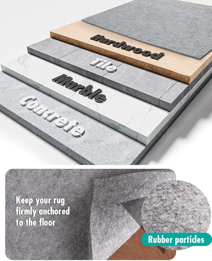Non Slip Rug Pad Gripper - 3x5 Feet 1/4” Extra Thick Felt Under Rug for Area Rugs and Hardwood Floors,Super Cushioned Non Skid Carpet Padding