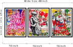 Novatique Colorful Graffiti Wall Art Banksy Street Wall Art Modern Boy and Girl Graffiti Art Painting Print Framed Ready to Hang Home Decoration,16" x 24" x 3pcs