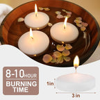 3 inch White Floating Candles, 24 Packs Unscented Floating Candles for Centerpieces-10 Hours Burn Time- 3” Floating Halloween Candle for Cylinder Vases, Pool, Wedding, Party