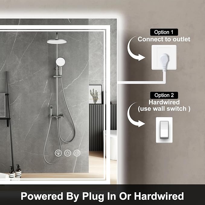 72x36 Inch LED Bathroom Mirror with Frontlit & Backlit（Independent Control）, Lighted Mirror for Bathroom Wall with 3-Color Dimmable & Anti-Fog, Vanity Mirror with Lights