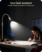 Reading Floor Lamp, 74.2" Tall LED Lamp with, 360° Flexible Gooseneck & Touch Control, 5000K Cool White LED, Sturdy Base, Crafts Standing Lamp, for Reading, Living Room, Matte Gold D16LD05