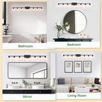 8-Light Black Vanity Light Fixtures,Vanity Lights Clear Glass ShadeRust and Moisture Resistant Easy to Install Vanity Lights for Bathroom Light Over Mirror
